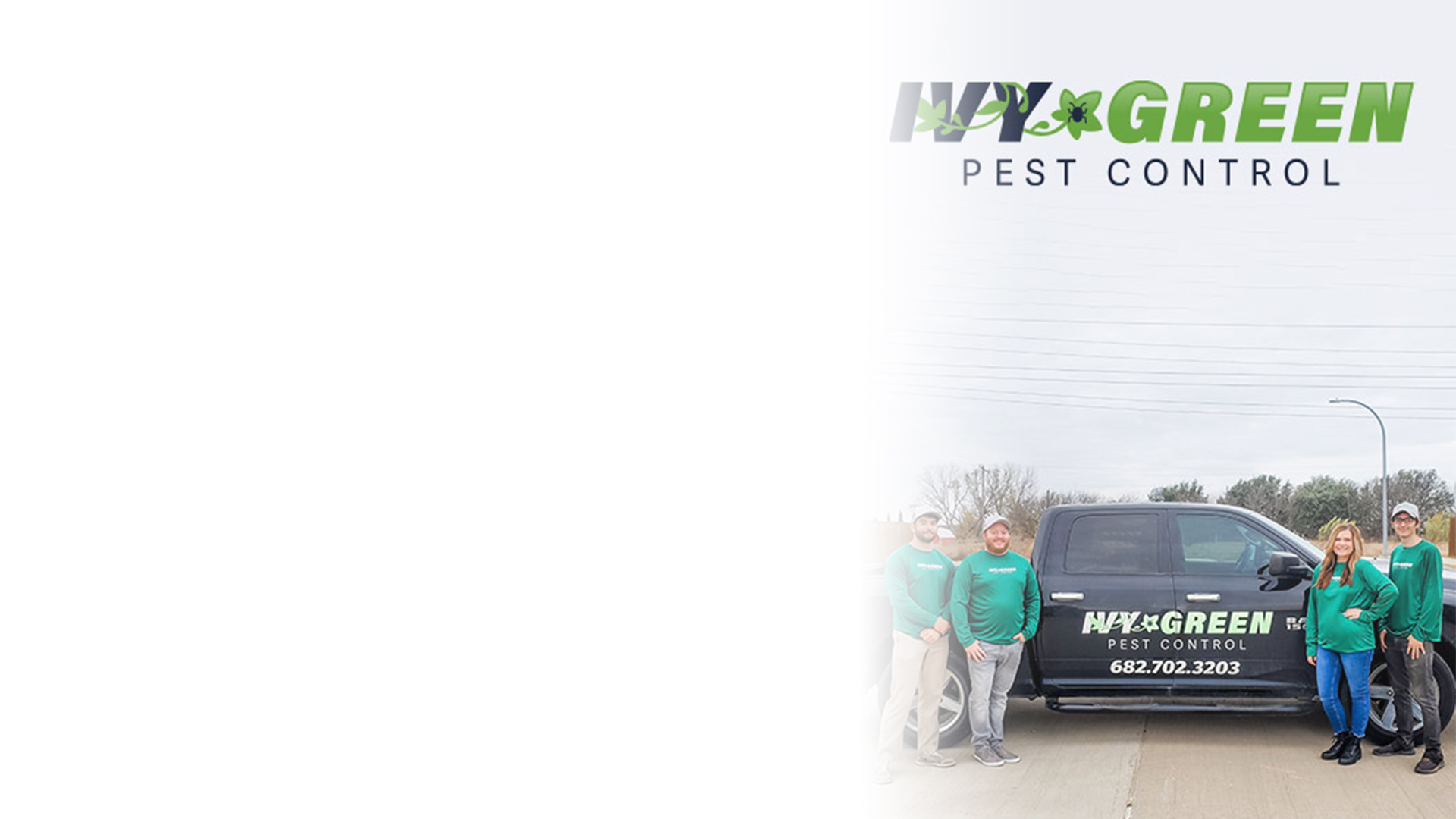 ivy greens pest control team in front of their black truck roanoke tx hero 2